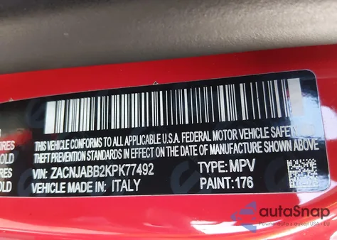 2019 Jeep Renegade Latitude Fwd from USA, damaged, VIN ZACNJABB2KPK77492